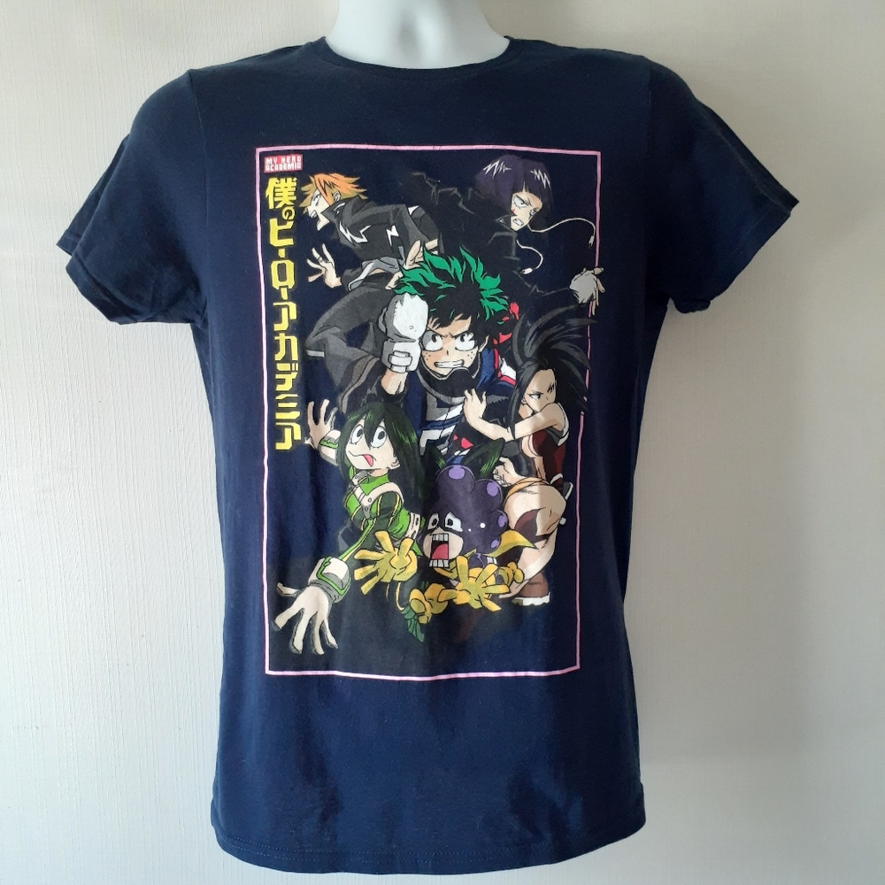 My Hero Academia boy's navy blue short sleeve graphic t-shirt S
